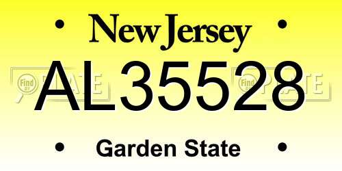 AL35528 New Jersey License Plate