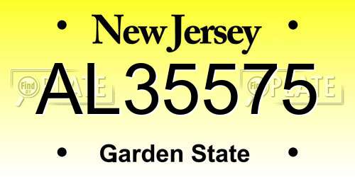 AL35575 New Jersey License Plate