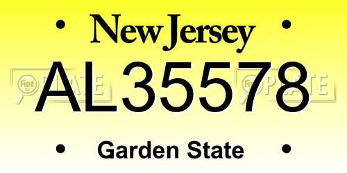 AL35578 New Jersey License Plate