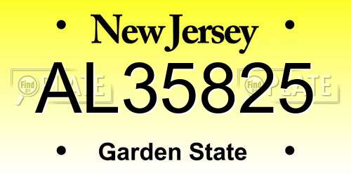AL35825 New Jersey License Plate