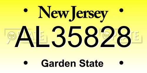AL35828 New Jersey License Plate