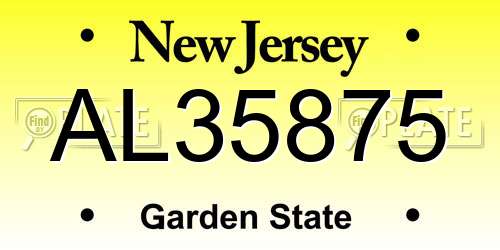 AL35875 New Jersey License Plate