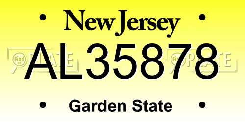AL35878 New Jersey License Plate