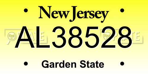 AL38528 New Jersey License Plate