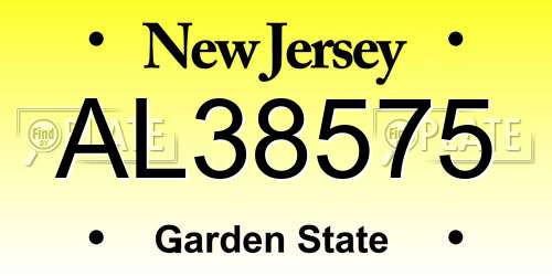 AL38575 New Jersey License Plate