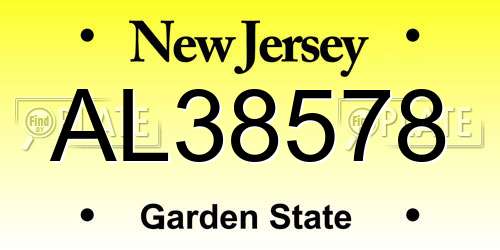 AL38578 New Jersey License Plate