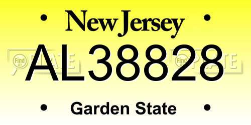 AL38828 New Jersey License Plate