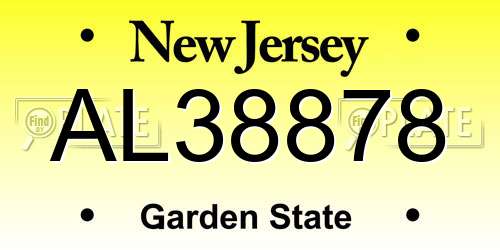 AL38878 New Jersey License Plate