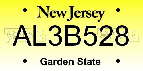 AL3B528 New Jersey License Plate