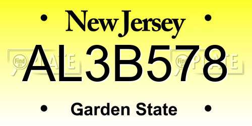 AL3B578 New Jersey License Plate