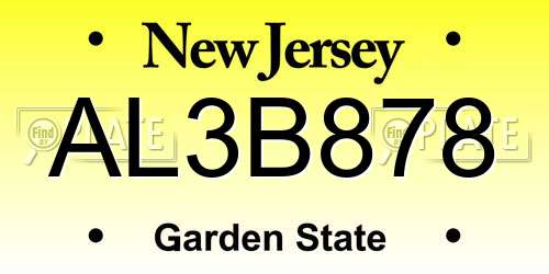 AL3B878 New Jersey License Plate