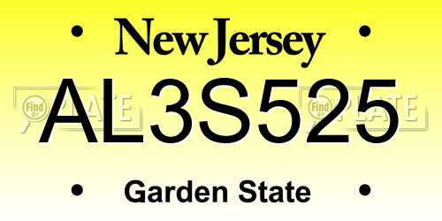 AL3S525 New Jersey License Plate