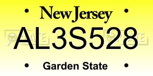 AL3S528 New Jersey License Plate
