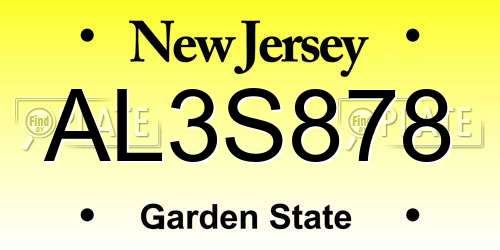 AL3S878 New Jersey License Plate