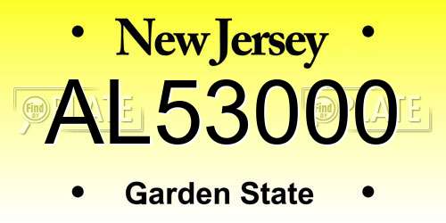 AL53000 New Jersey License Plate