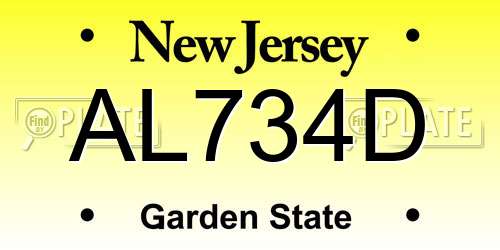 AL734D New Jersey License Plate