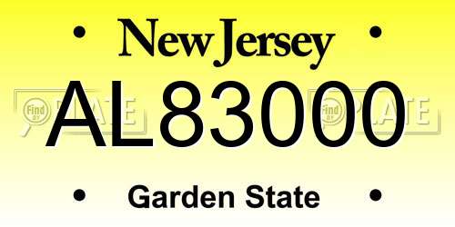 AL83000 New Jersey License Plate