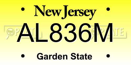 AL836M New Jersey License Plate