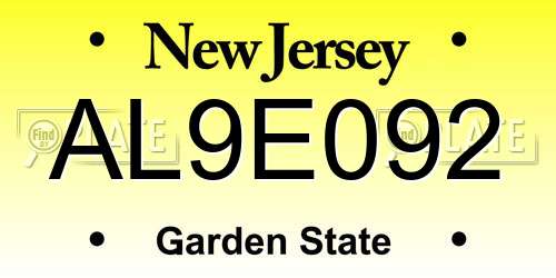AL9E092 New Jersey License Plate