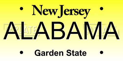 ALABAMA New Jersey License Plate