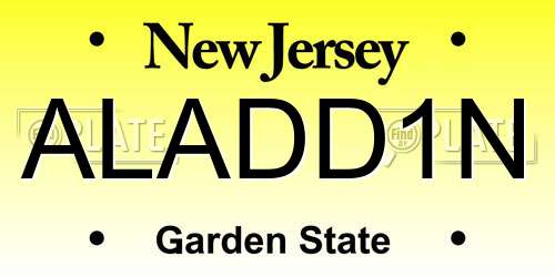 ALADD1N New Jersey License Plate