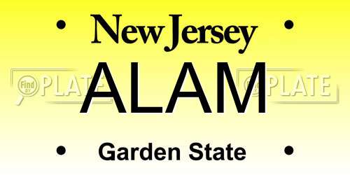 ALAM New Jersey License Plate