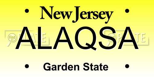 ALAQSA New Jersey License Plate