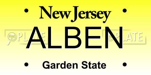 ALBEN New Jersey License Plate