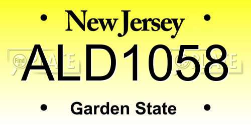 ALD1058 New Jersey License Plate
