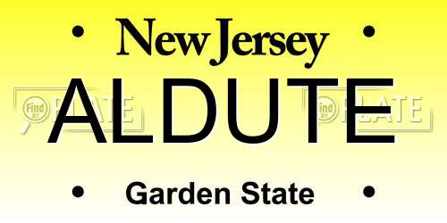 ALDUTE New Jersey License Plate