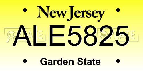 ALE5825 New Jersey License Plate