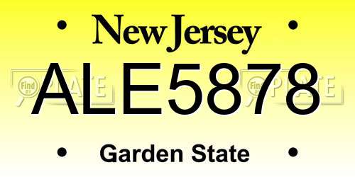 ALE5878 New Jersey License Plate