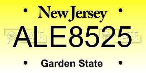 ALE8525 New Jersey License Plate