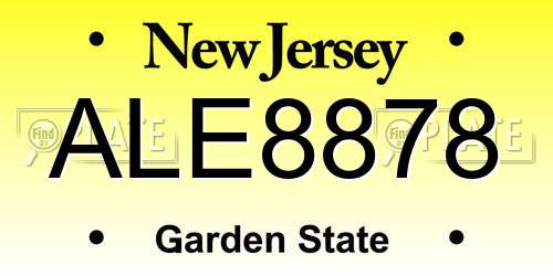ALE8878 New Jersey License Plate