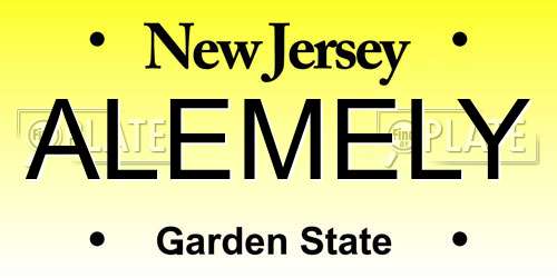ALEMELY New Jersey License Plate