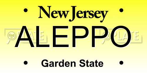 ALEPPO New Jersey License Plate