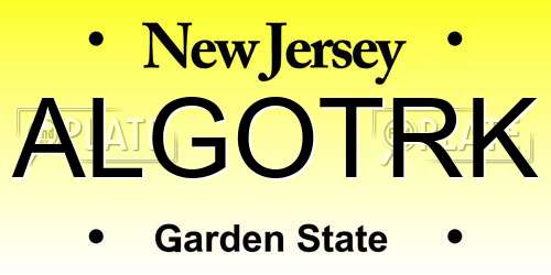 ALGOTRK New Jersey License Plate