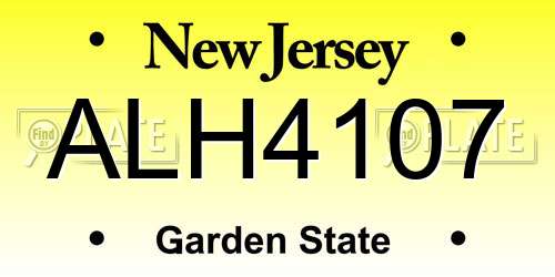 ALH4107 New Jersey License Plate