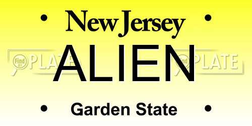 ALIEN New Jersey License Plate