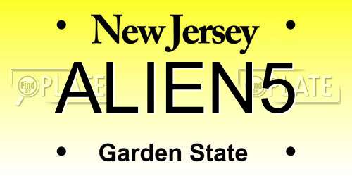 ALIEN5 New Jersey License Plate