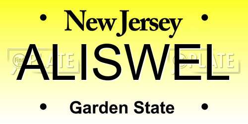 ALISWEL New Jersey License Plate