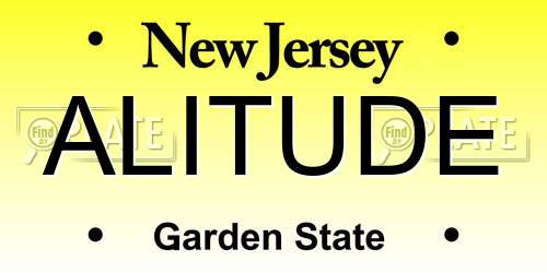 ALITUDE New Jersey License Plate