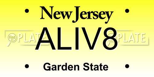 ALIV8 New Jersey License Plate