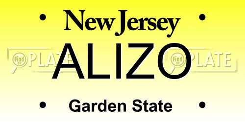 ALIZO New Jersey License Plate