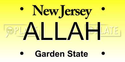 ALLAH New Jersey License Plate