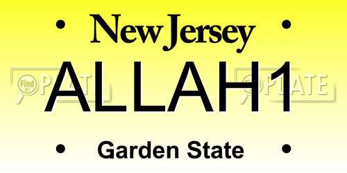 ALLAH1 New Jersey License Plate