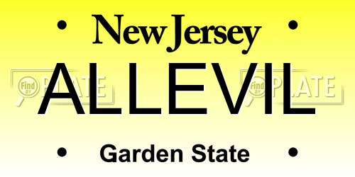 ALLEVIL New Jersey License Plate
