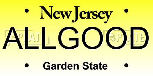 ALLGOOD New Jersey License Plate