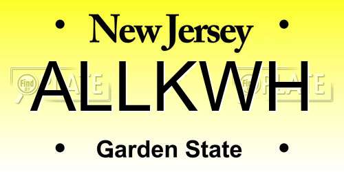 ALLKWH New Jersey License Plate
