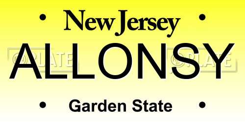 ALLONSY New Jersey License Plate